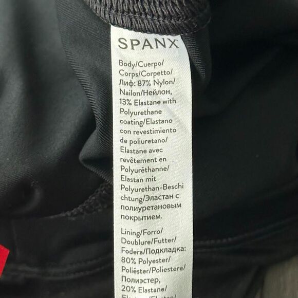 Spanx Faux Leather Biker Shorts Metallic High Rise Slimming Tummy Control Sz Med - Picture 7 of 8